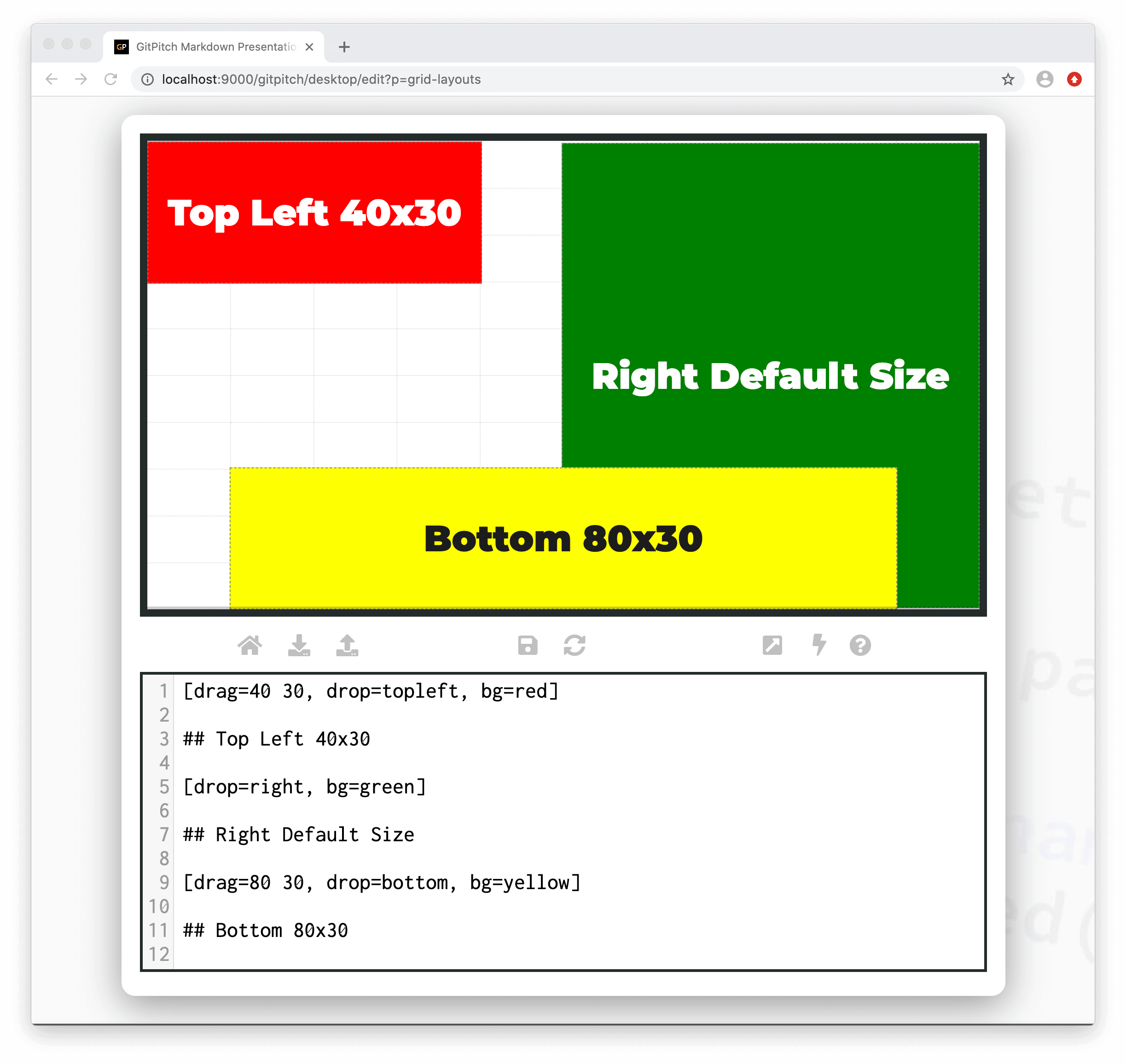 Sample slide demonstrating block custom positioning by name