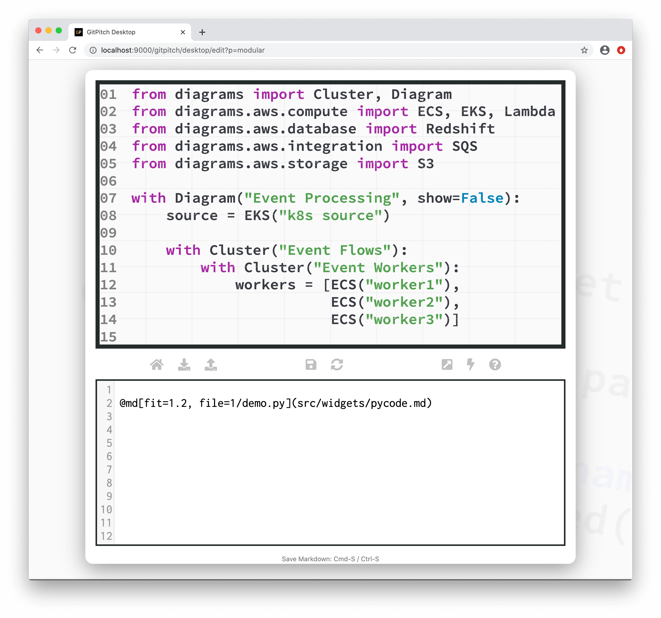 Sample slide demonstrating the markdown variables widget