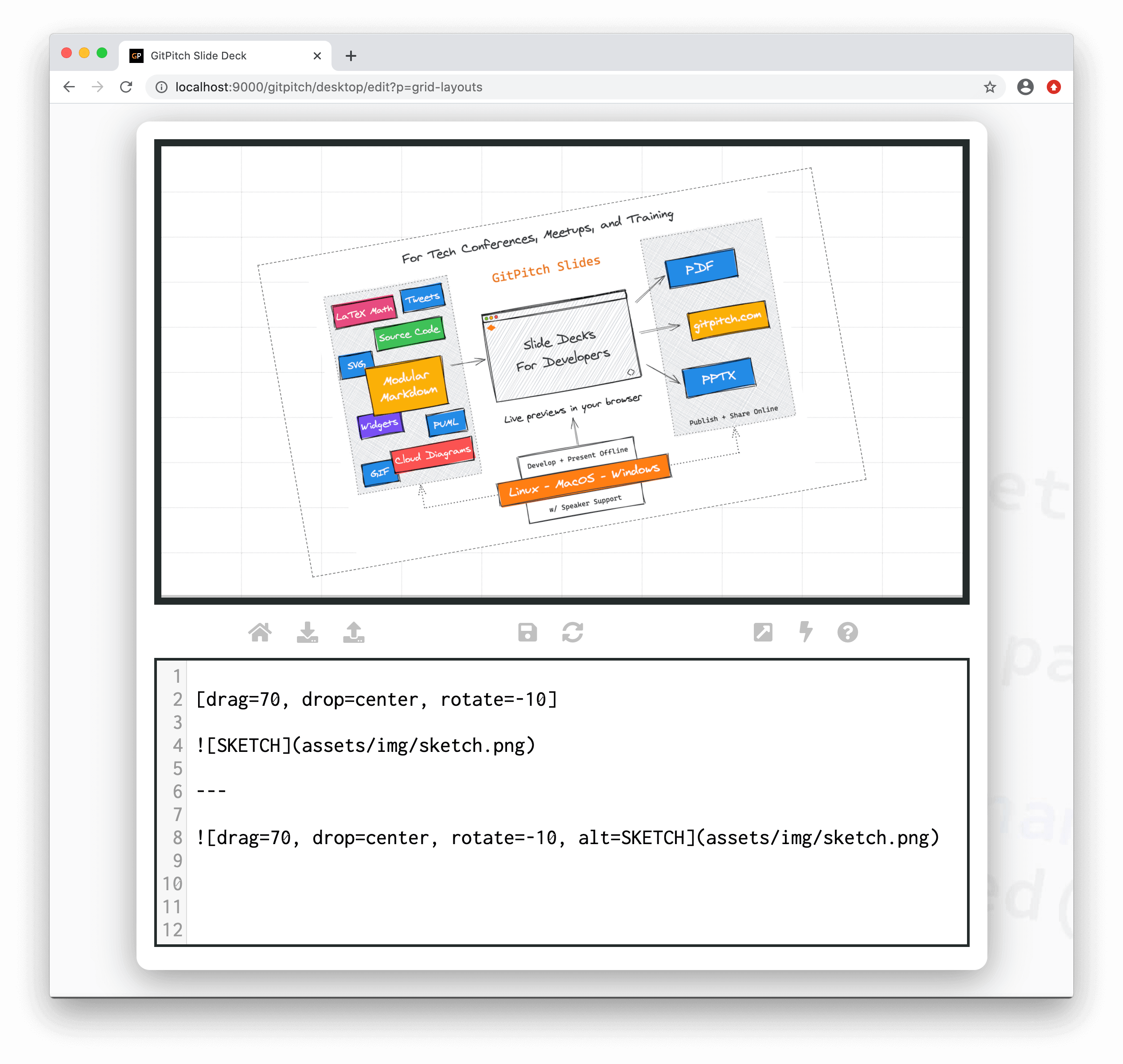 Sample screenshot demonstrating the use of a grid native image widget