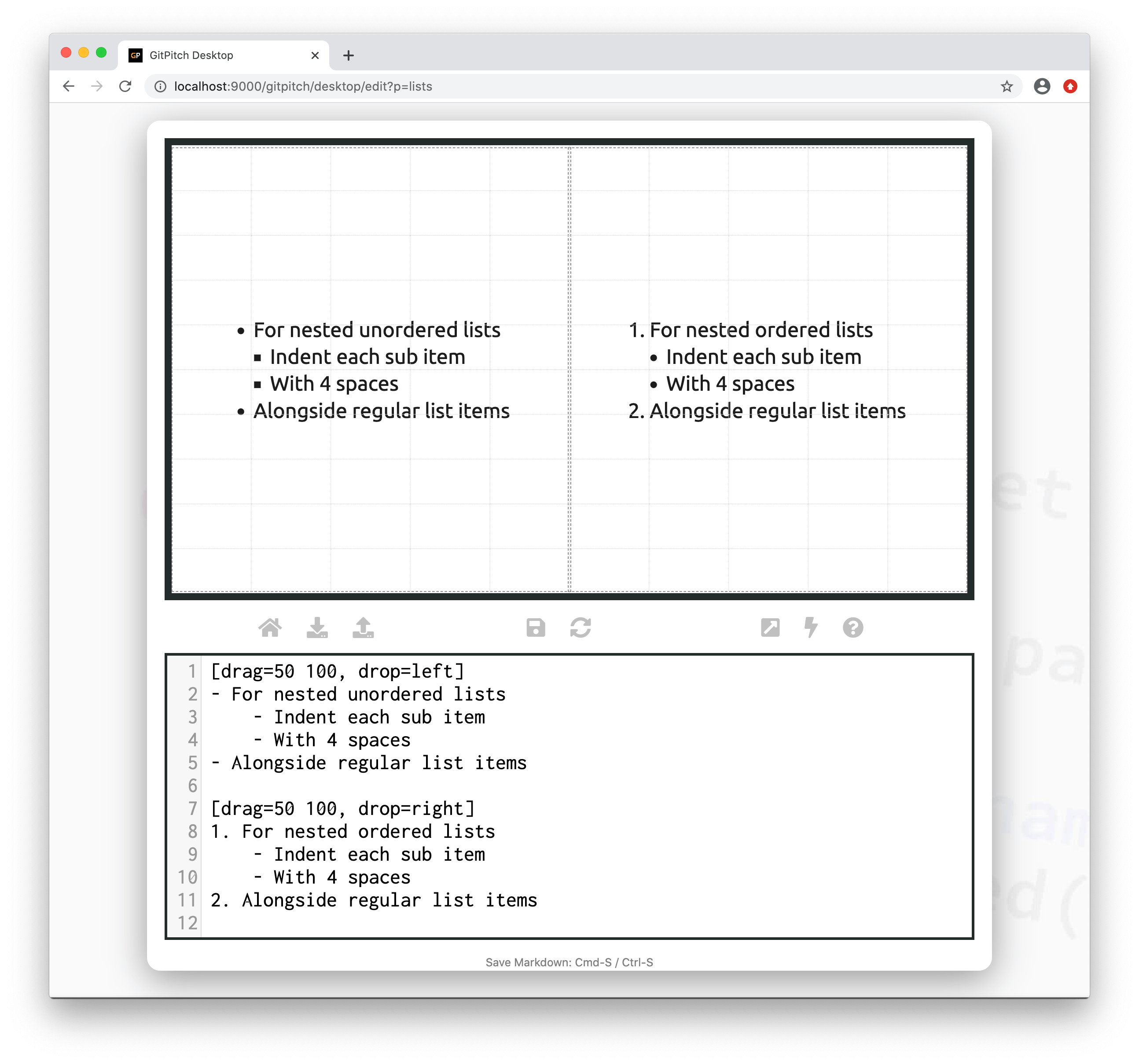 Sample slide demonstrating nested list content