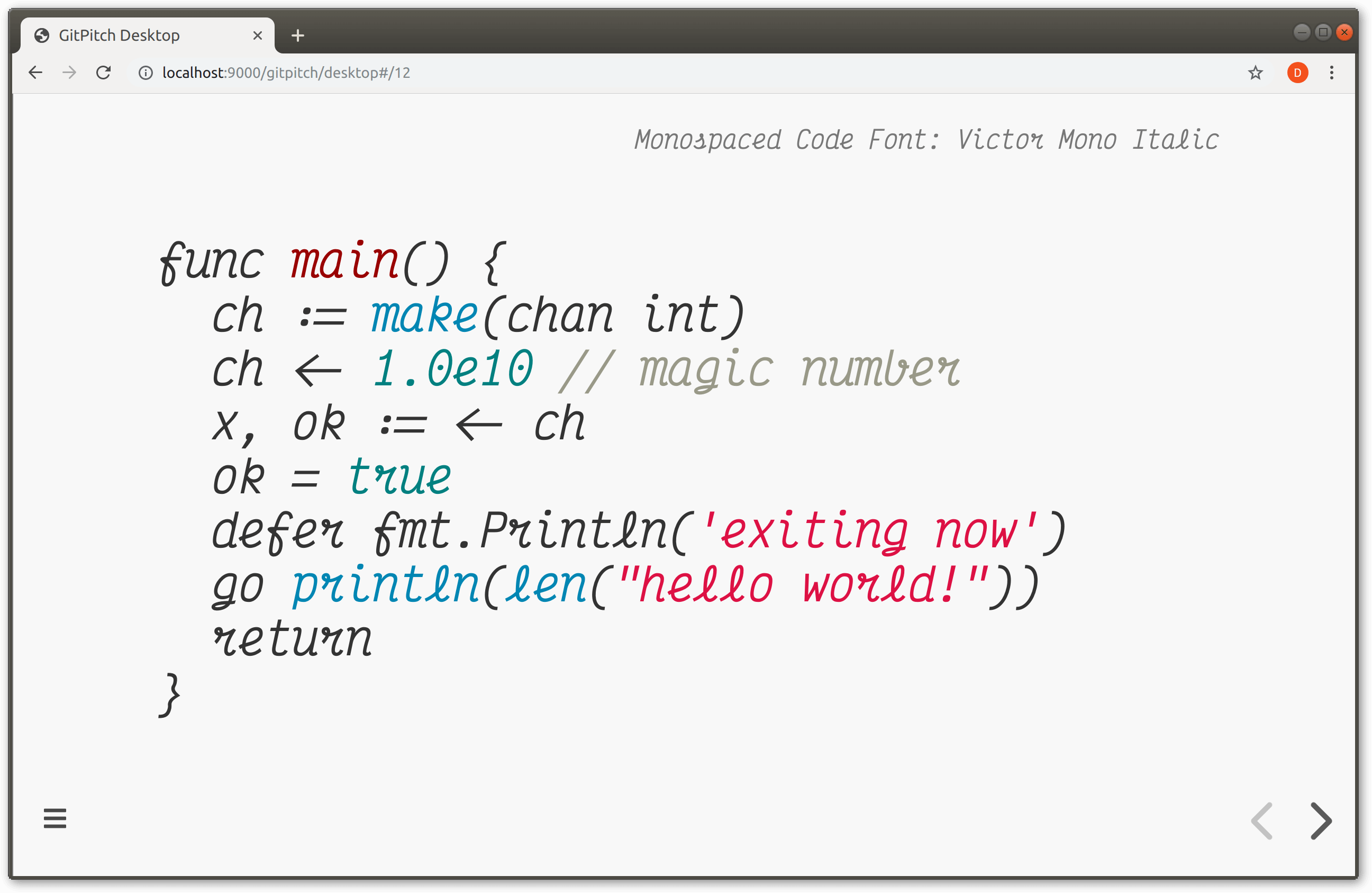 Screenshot demonstrating monospaced code fonts