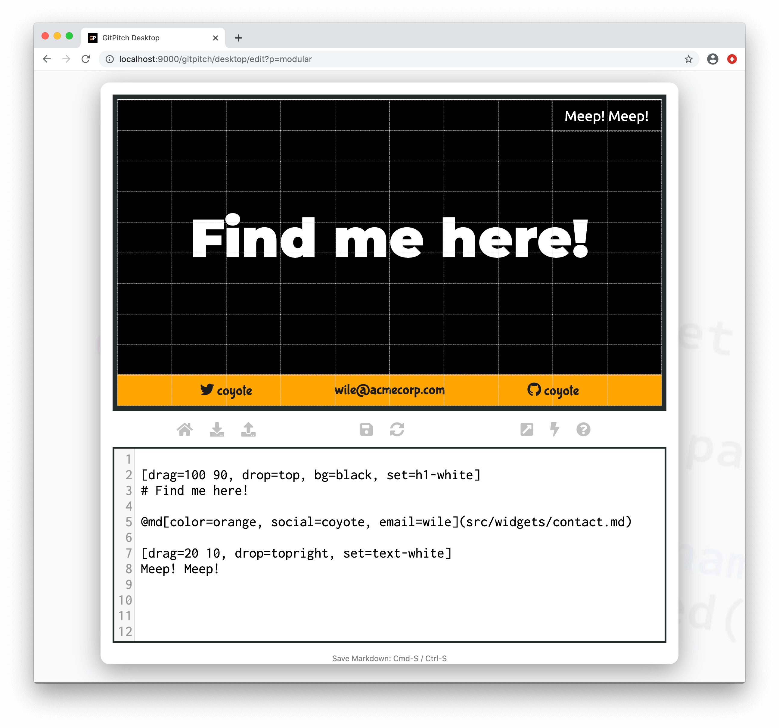 Sample slide demonstrating the markdown variables