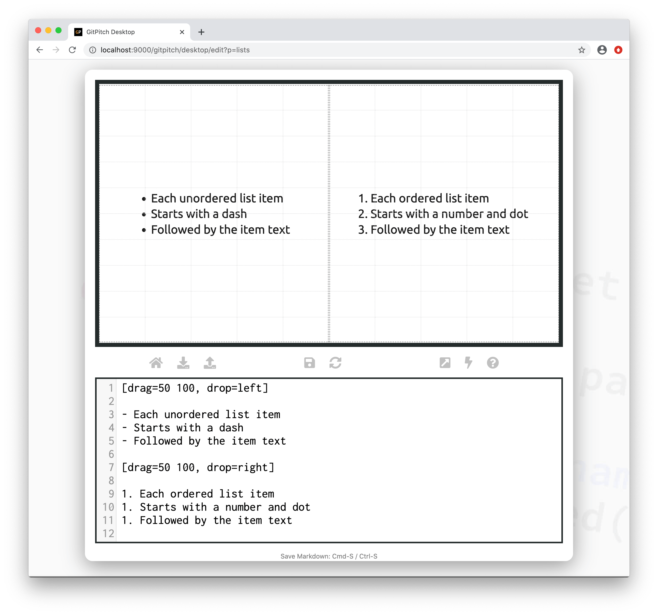 Sample slide demonstrating list content