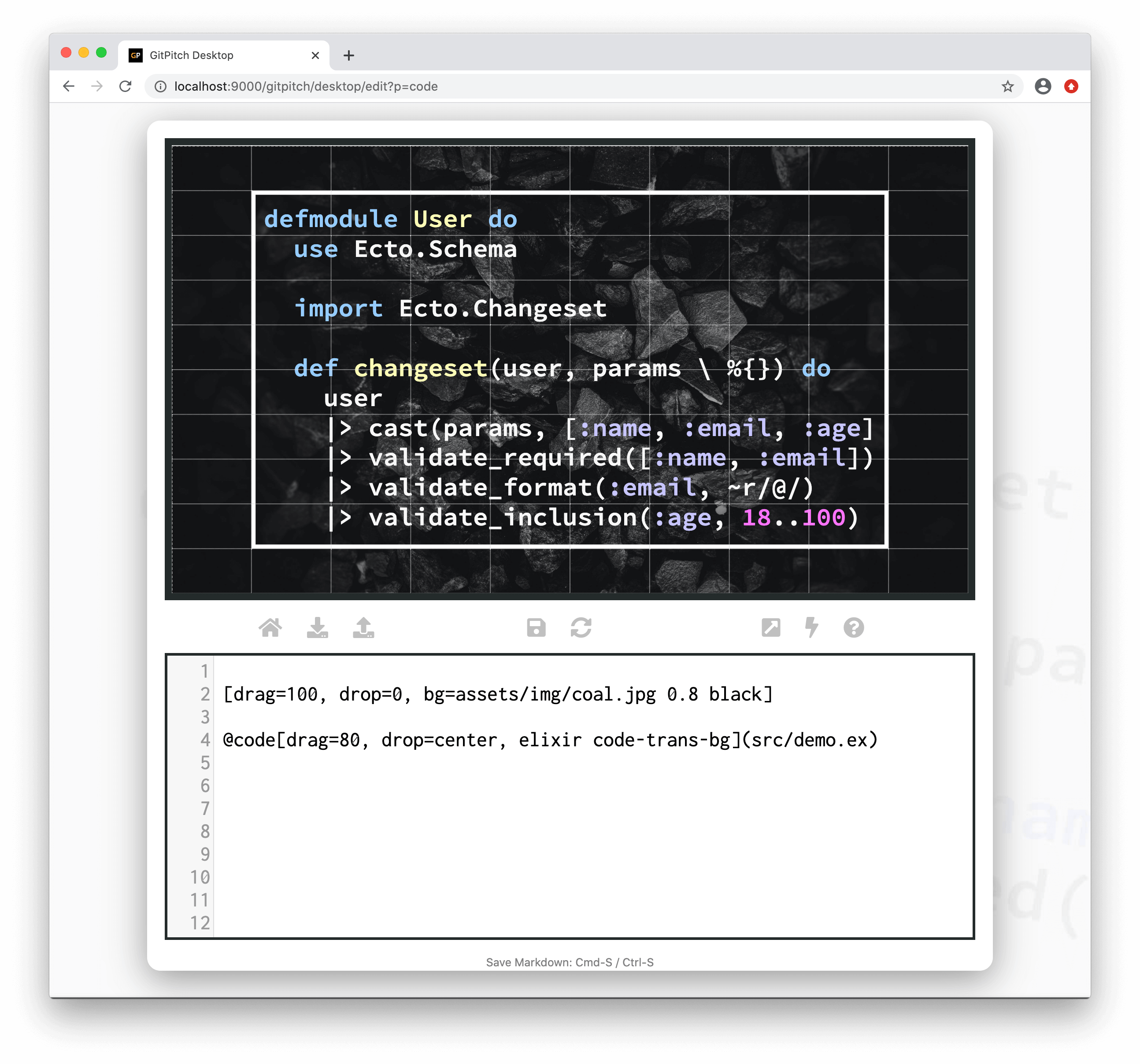 Sample slide demonstrating code trans behavior