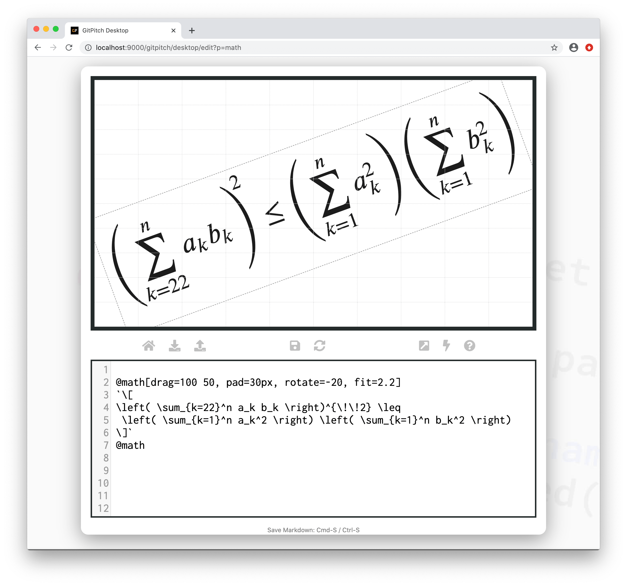 Sample screenshot demonstrating grid layouts fit for maths