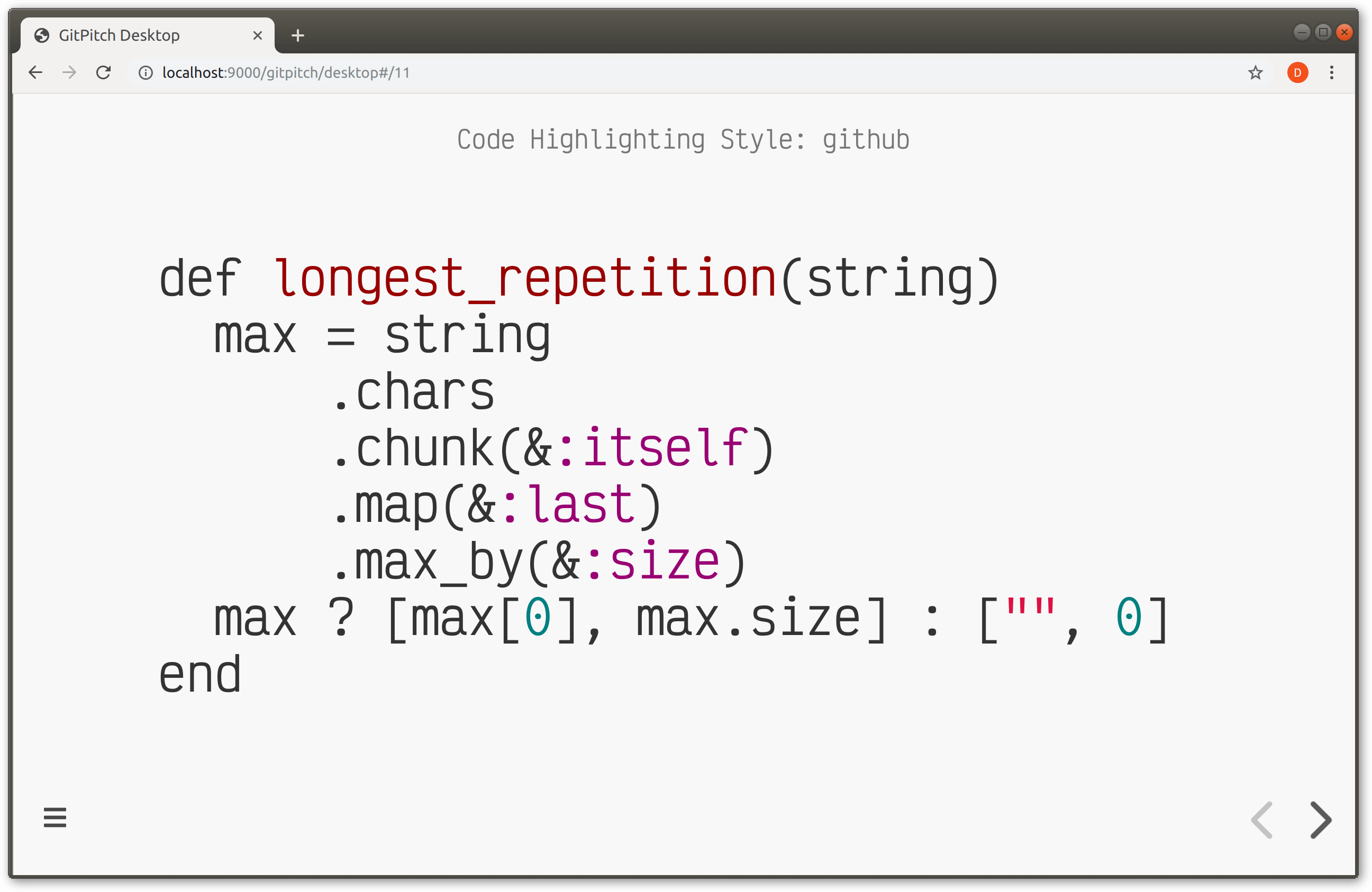 Screenshot demonstrating code syntax highlighting