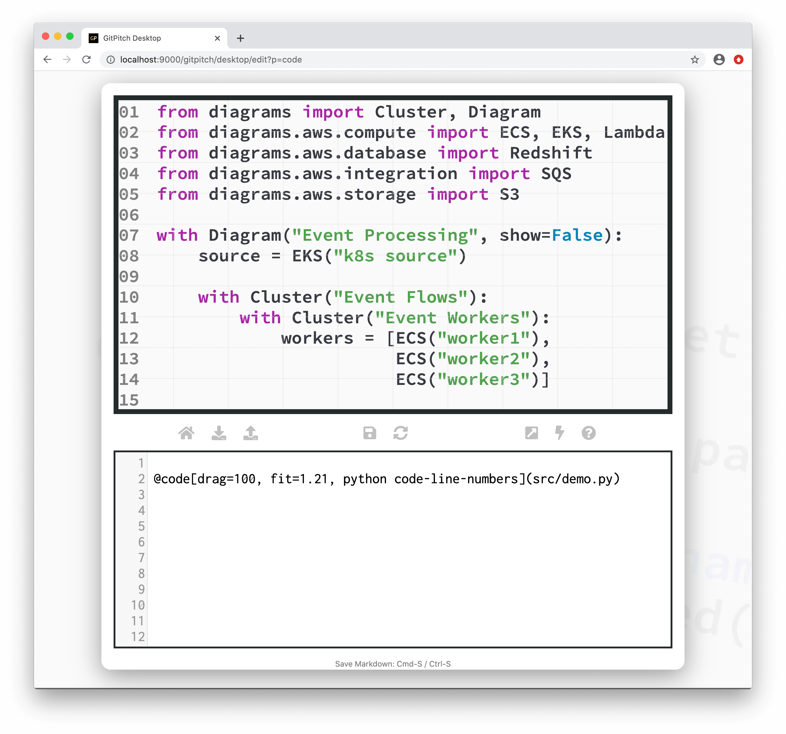 Sample slide demonstrating code line numbers