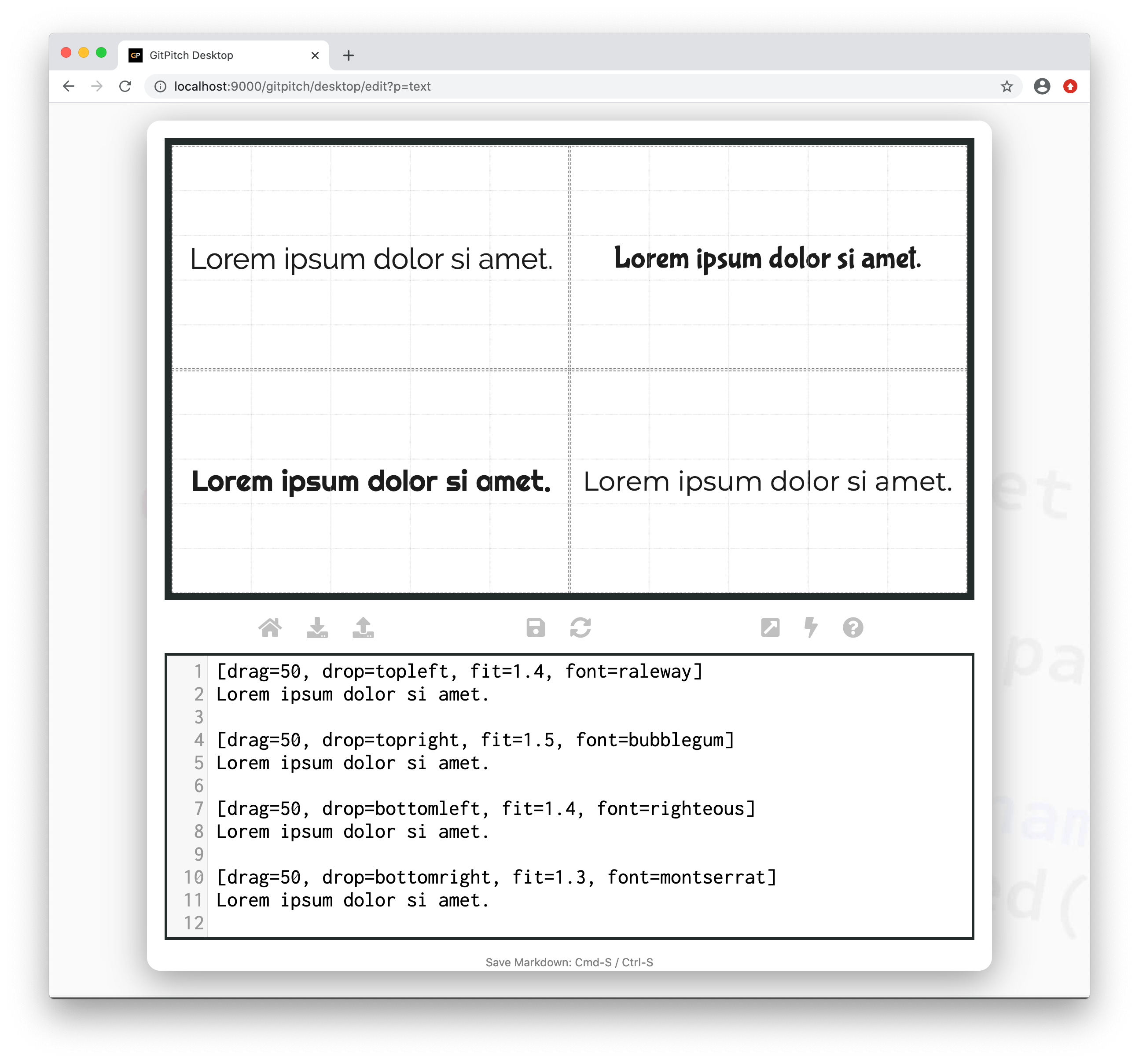 Screenshot showing the grid layouts font property