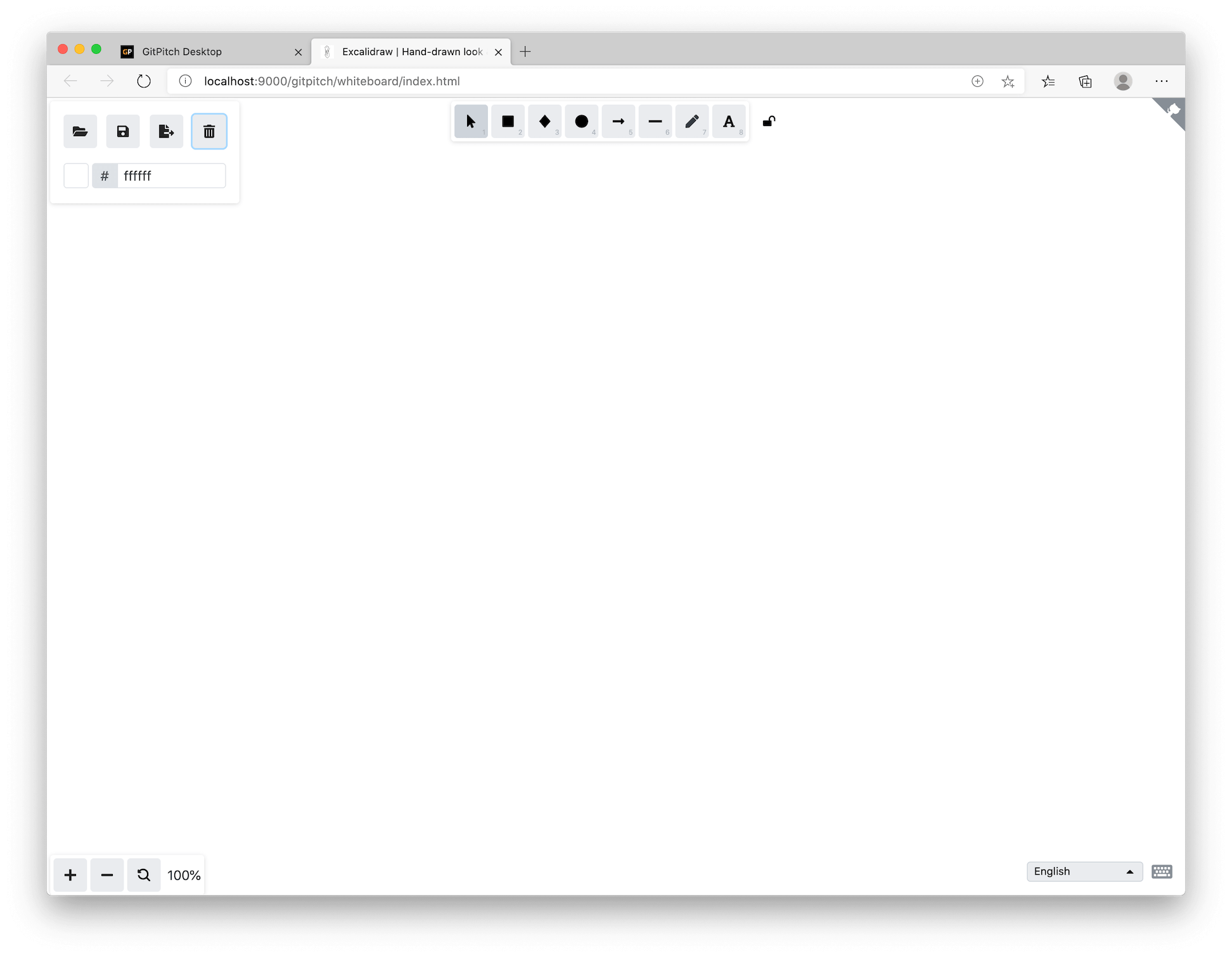 Screenshot of empty whiteboard