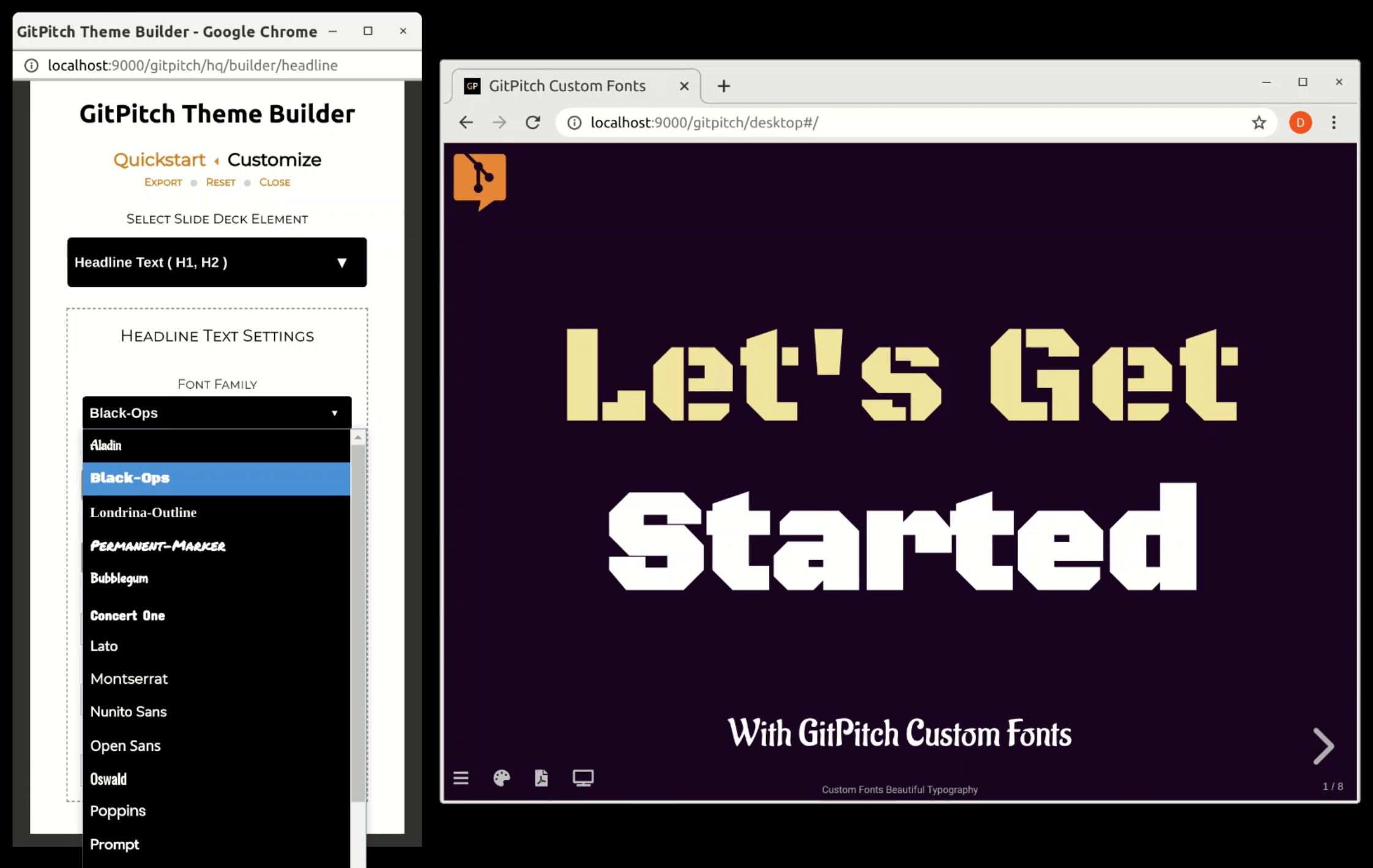 GITPITCH CUSTOM FONTS