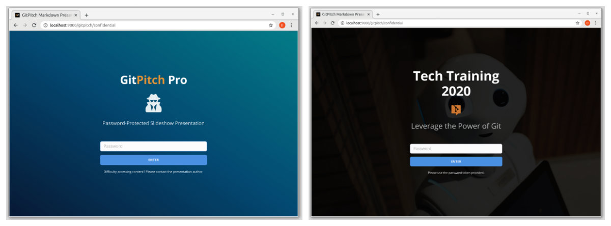 GITPITCH PASSWORD PROTECTED PUBLISHING