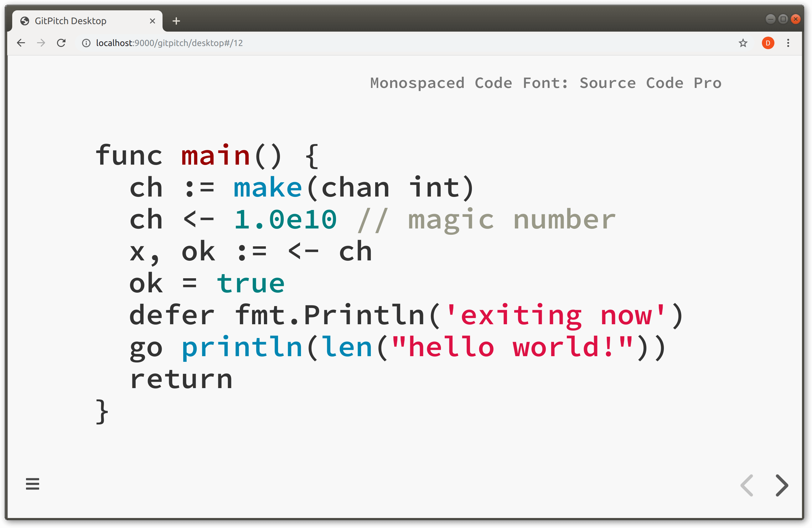 Screenshot demonstrating monospaced code fonts