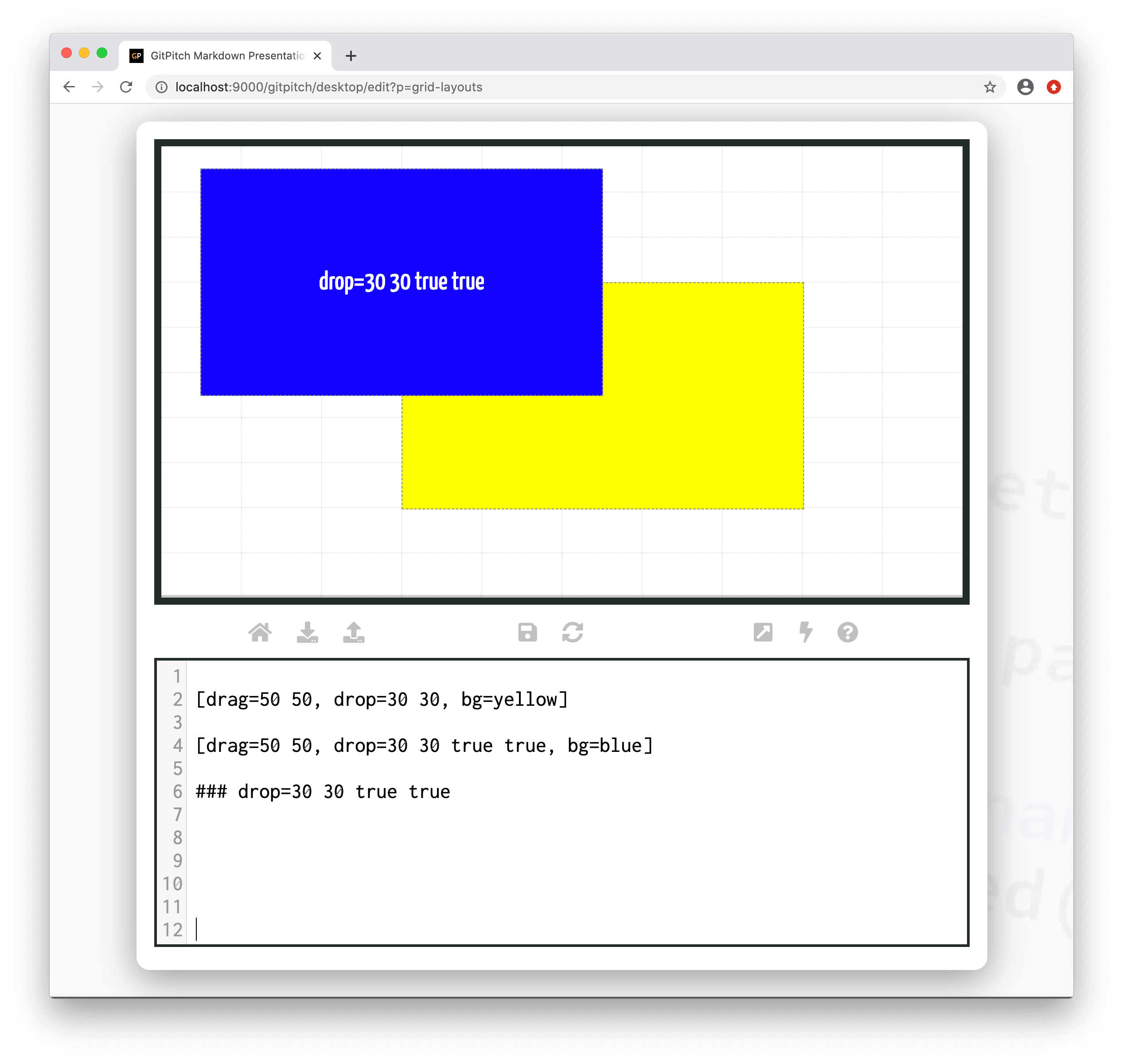 Sample slide demonstrating block position centering