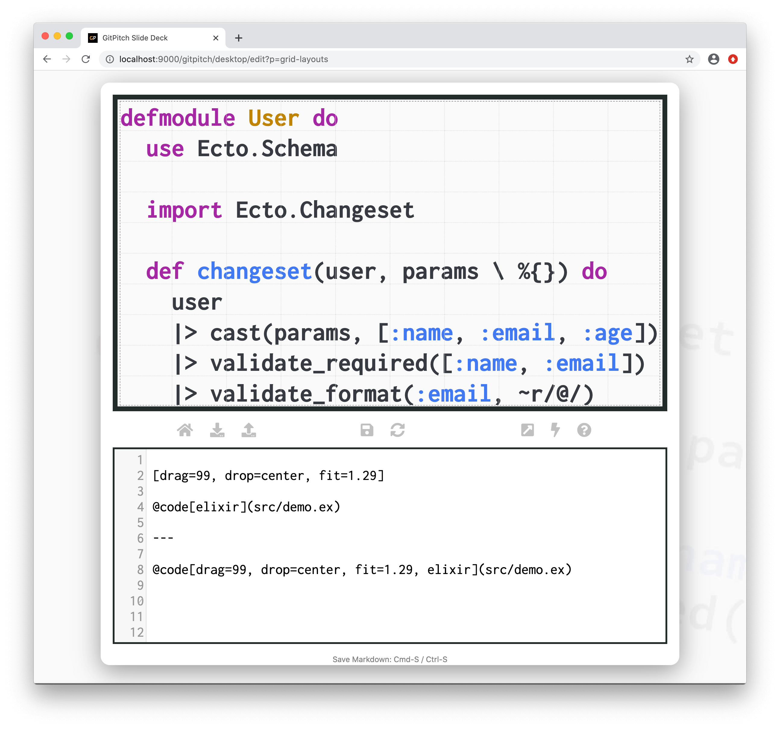 Sample screenshot demonstrating the use of a grid native code widget