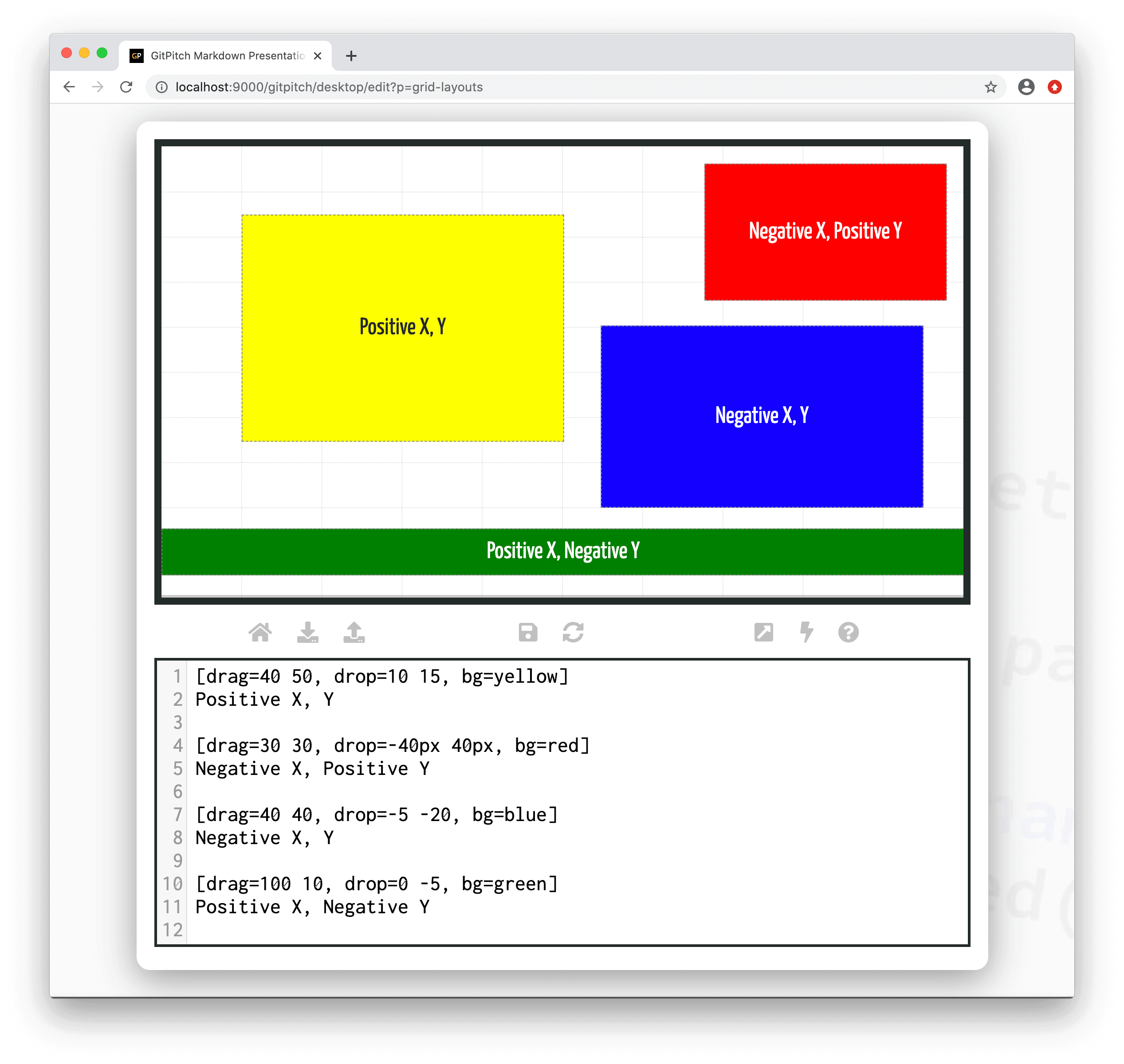 Sample slide demonstrating block custom positioning