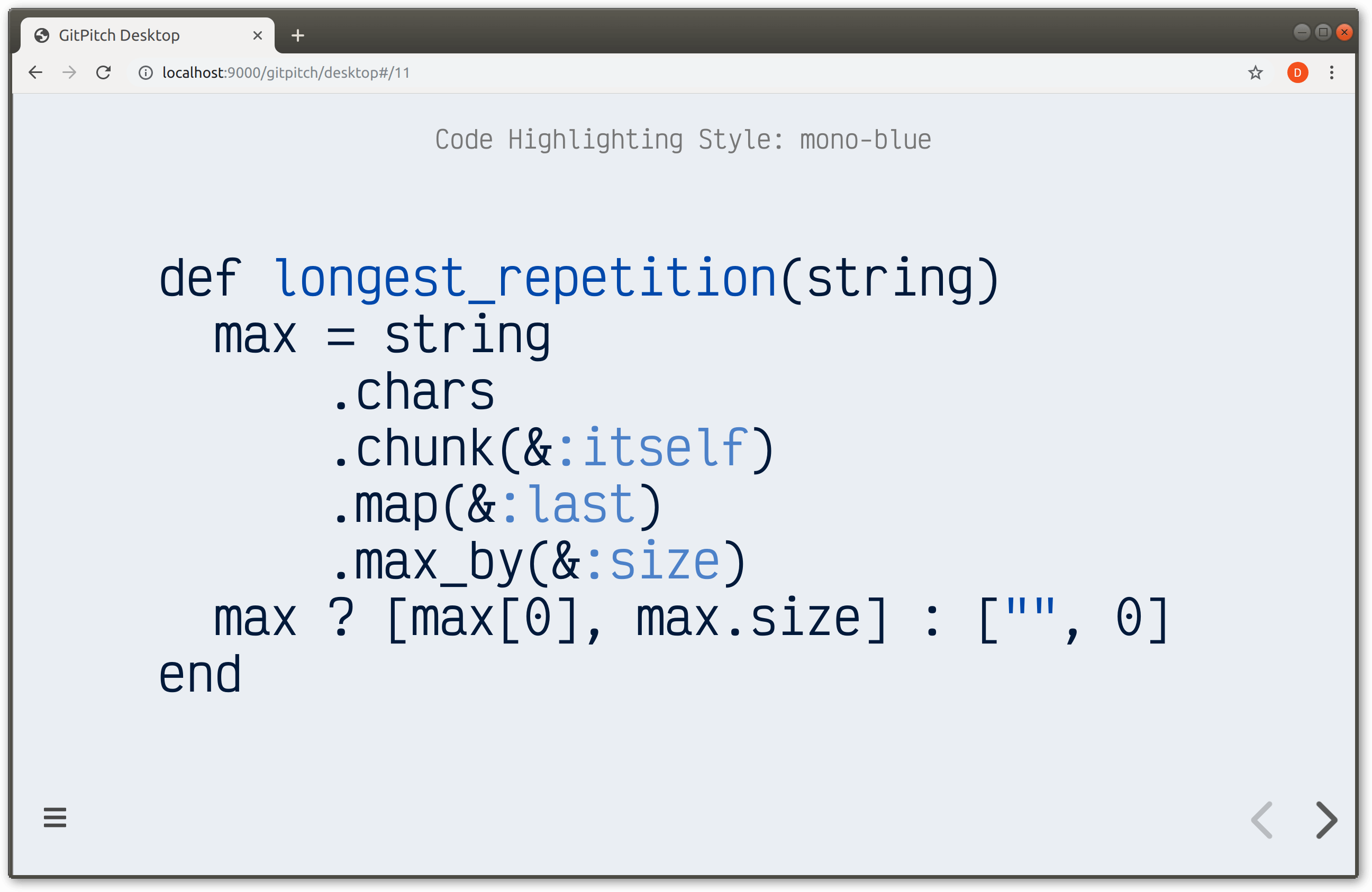 Screenshot demonstrating code syntax highlighting