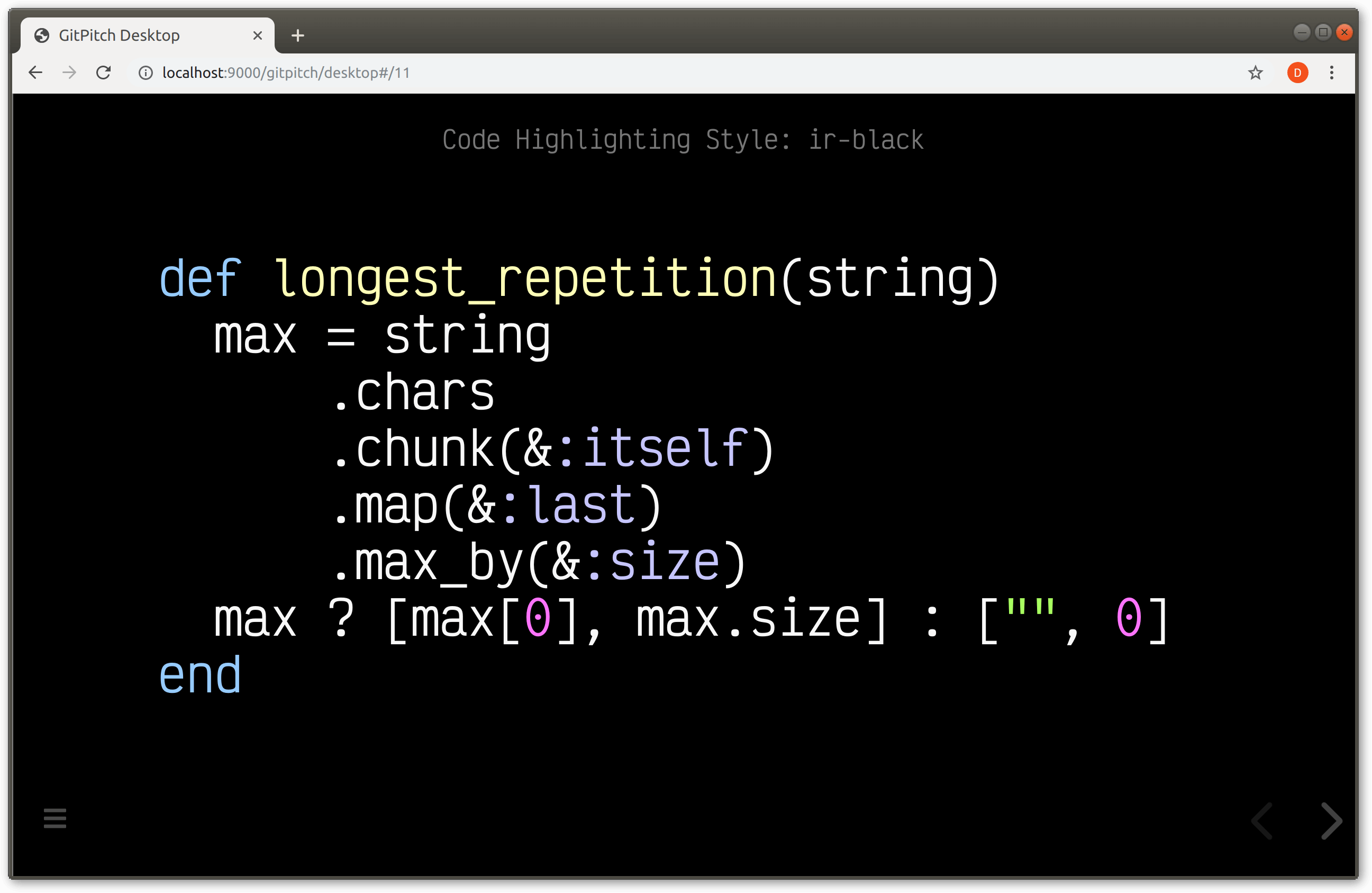 Screenshot demonstrating code syntax highlighting