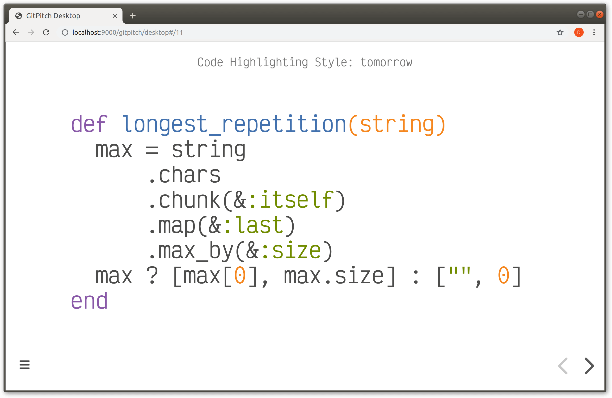 Screenshot demonstrating code syntax highlighting