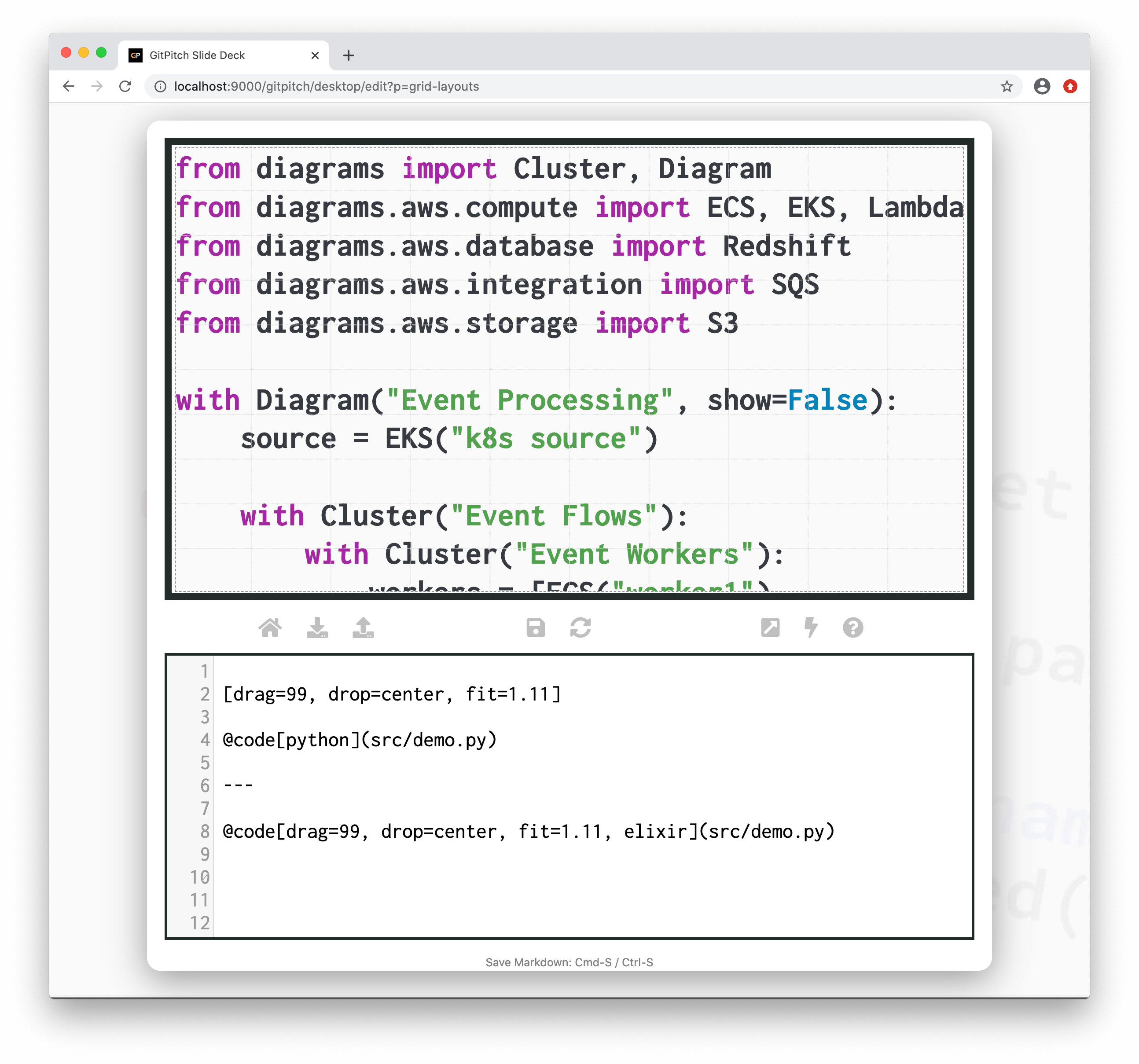 Sample screenshot demonstrating the use of a grid layouts fit for code