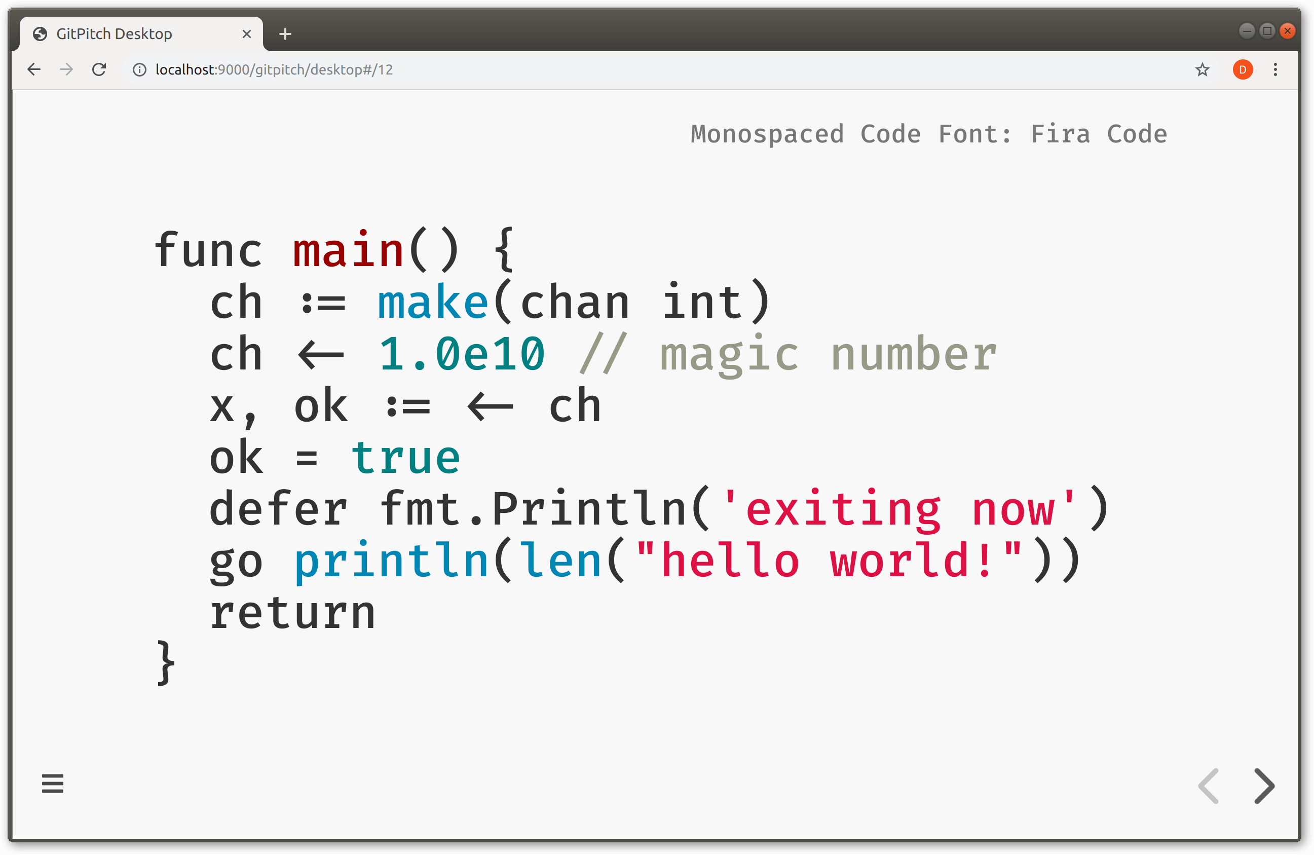 Screenshot demonstrating monospaced code fonts