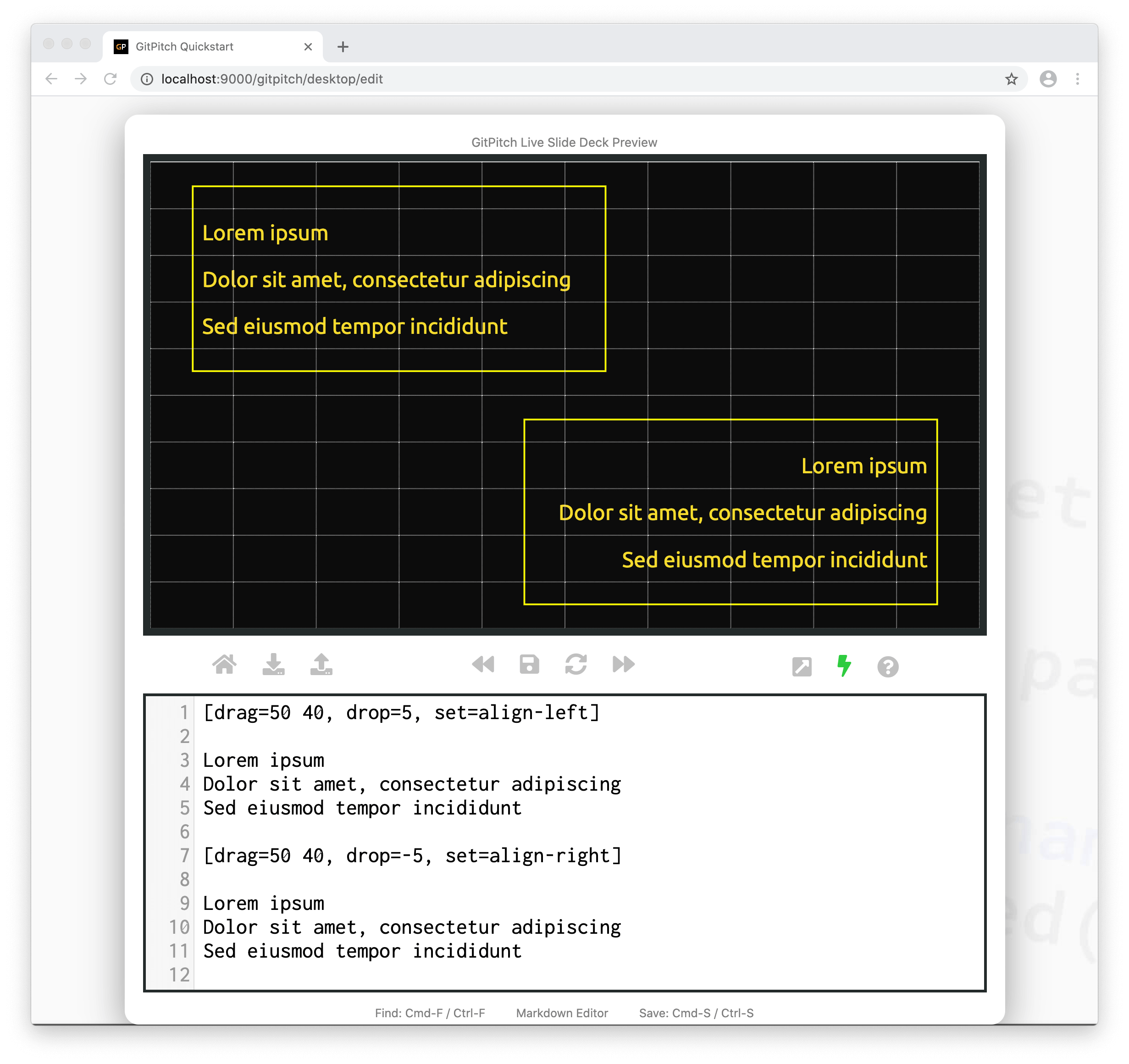 Sample slide demonstrating grid layouts fragments