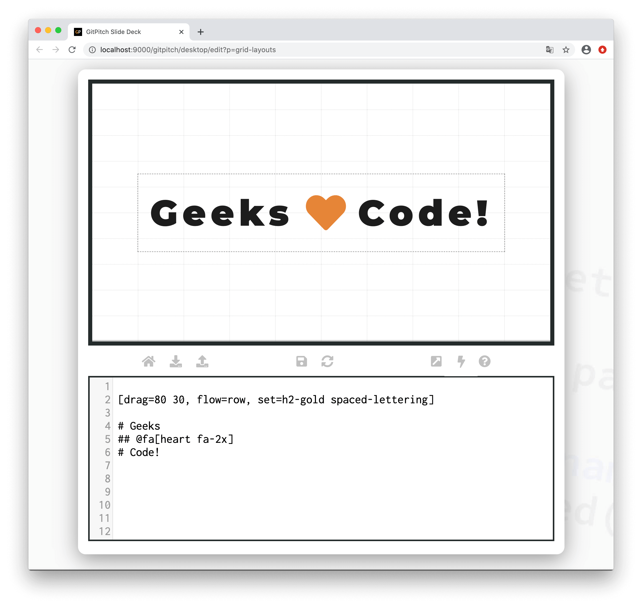 Sample slide demonstrating grid layouts styles